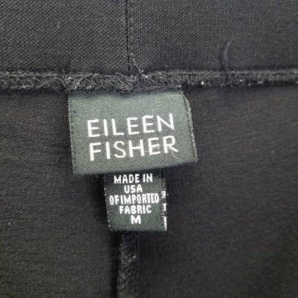 EILEEN FISHER Pants Women's M Ponte Knit Tapered Leg Elastic Waist Pull On Black - Picture 6 of 10